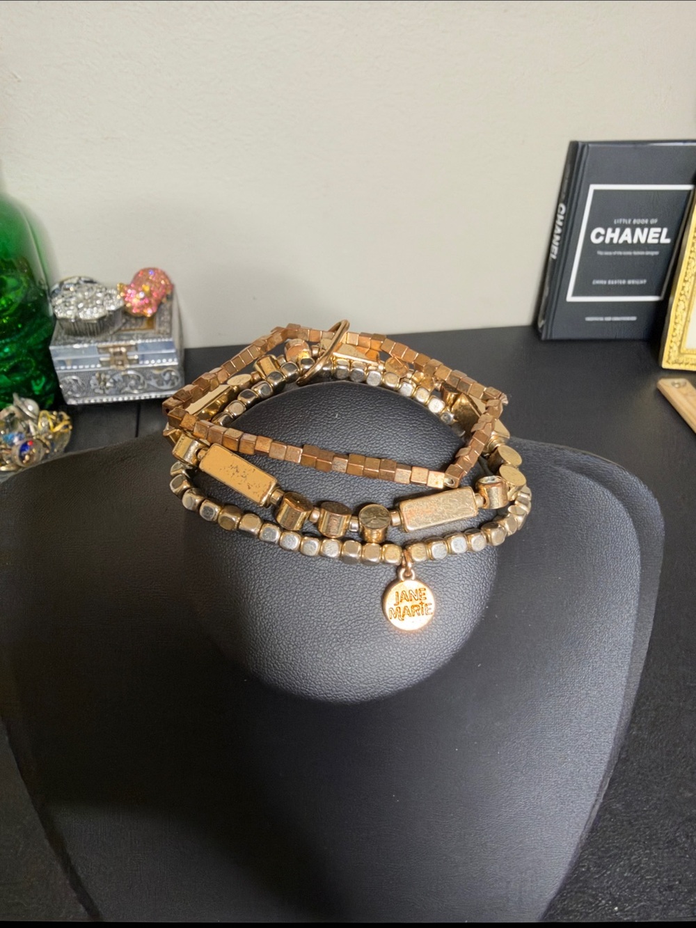Jane Marie Gold and Silver Multi-Row Beaded Wrap Stretch Bracelet